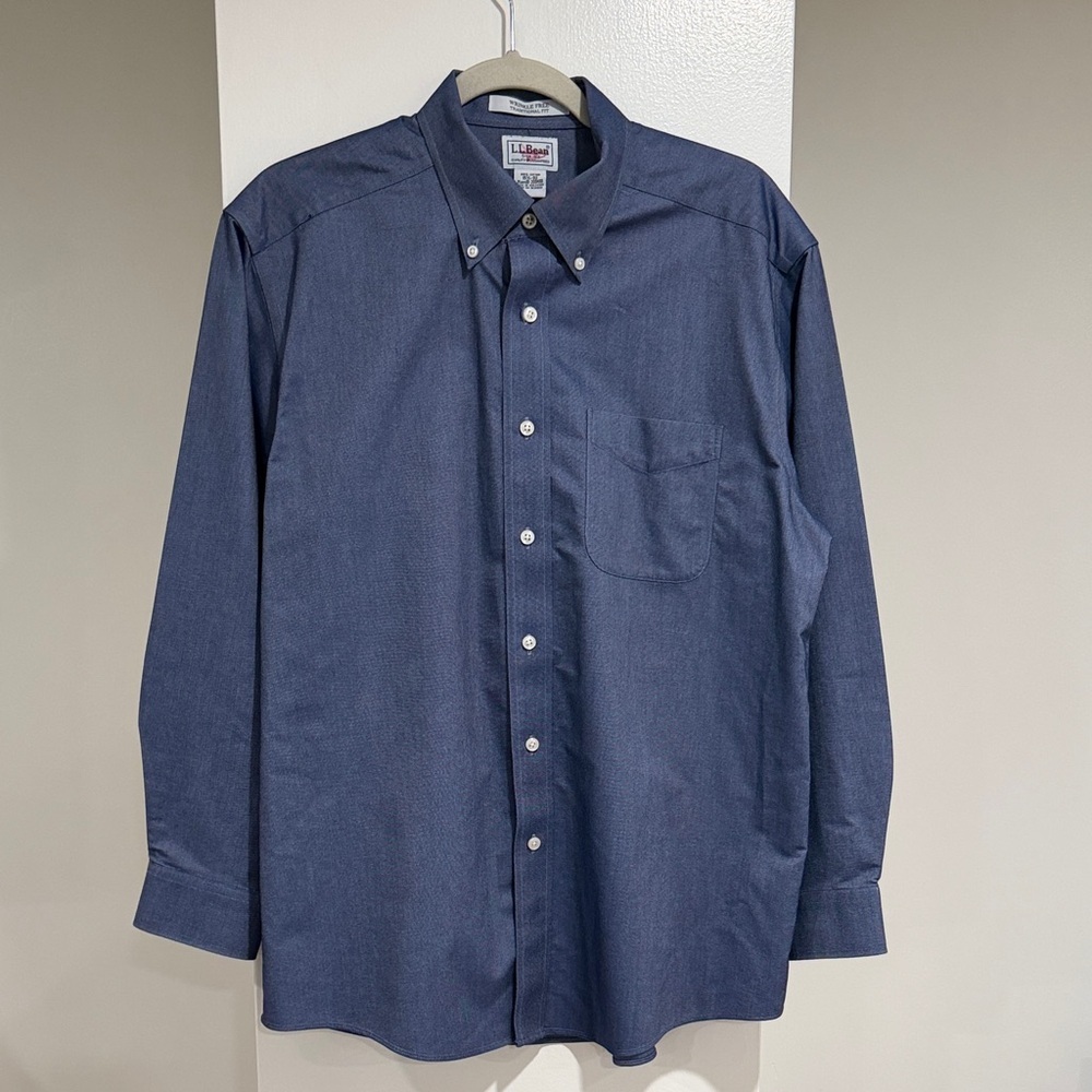 L.L Bean Wrinkle Free Shirt Blue Traditional Fit 15.5 32 Excellent condition